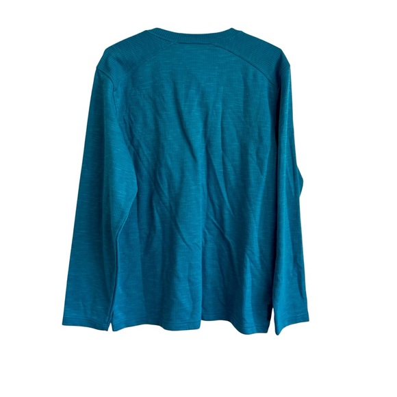 prAna - Ronnie Henley Shirt 1/4 Button Down Space Dyed Turquoise Size Large - Picture 3 of 9